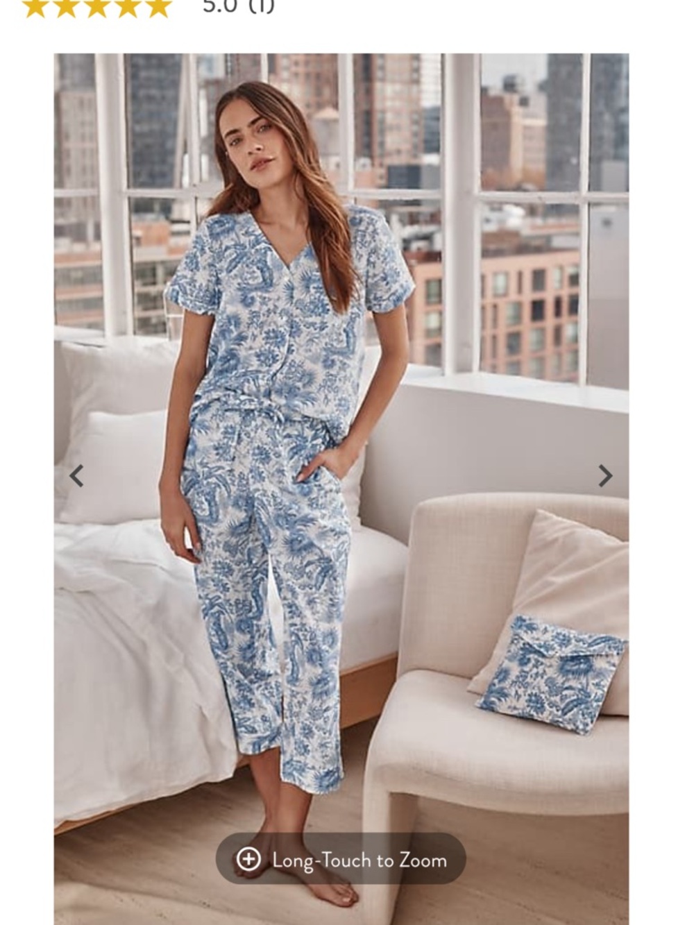 J.  Jill Blue and White Tropical Print Top
